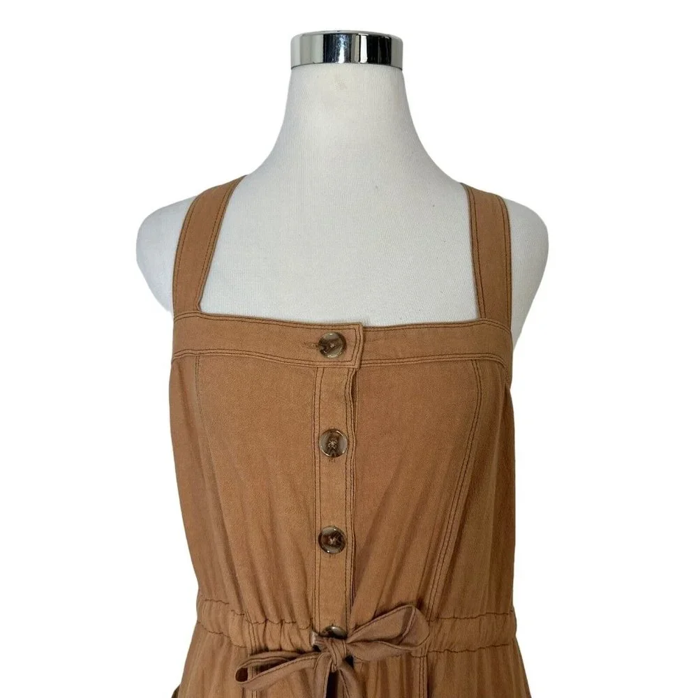 NWT Free People Catch The Breeze Midi Dress sz M medium Linen Amber Waves Tiered - Picture 7 of 14